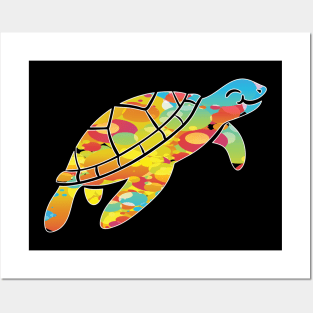 Cool turtle sea mandala t-shirt Posters and Art